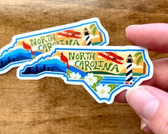 North Carolina Sticker | NC State Sticker, North Carolina Decal, Waterproof Sticker, Car Decal, Laptop Sticker, Bumper Sticker, Vinyl Decal