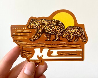 Montana Sticker | Illustrated MT State Sticker, Montana Decal, Waterproof Sticker, Car Decal, Bumper Sticker, Vinyl Decal