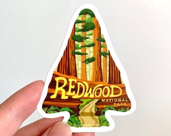 Redwood National Park Sticker | Illustrated National Park Sticker, Nature Sticker, Durable Vinyl Decal, Waterproof, Weatherproof