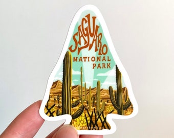 Saguaro National Park Sticker | Illustrated National Park Sticker, Nature Sticker, Durable Vinyl Decal, Waterproof, Weatherproof