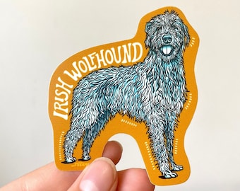 Irish Wolfhound Sticker | Illustrated Dog Sticker, Dog Lover, Durable Vinyl, Waterproof, Weatherproof