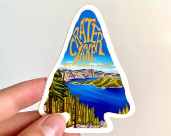 Crater Lake National Park Sticker | Illustrated National Park Sticker, Oregon, Durable Vinyl Decal, Waterproof, Weatherproof