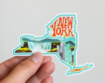 New York Sticker | 4" NY State Sticker, New York Decal, Durable Vinyl, Waterproof, Weatherproof