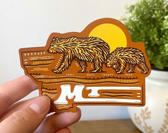 Montana Magnet 4" | Illustrated Montana State Magnet, Fridge Magnet, Waterproof, Weatherproof