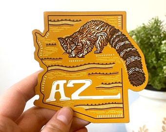 Arizona Magnet 4" | Illustrated Arizona State Magnet, Fridge Magnet, Waterproof, Weatherproof