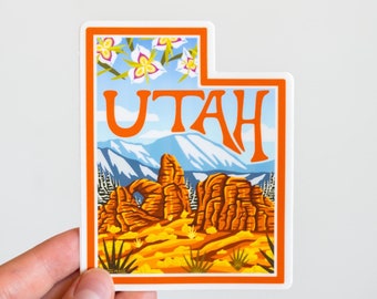 Utah Sticker 4" | Hand-Drawn State Sticker, Utah Decal, Waterproof Sticker, Car Decal, Bumper Sticker, Vinyl Decal