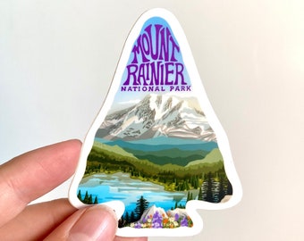 Mount Rainier National Park Sticker | Arrowhead, Illustrated National Park, Outdoor Lover, Durable Vinyl Decal, Waterproof Sticker