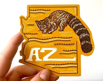 Arizona Sticker | Illustrated AZ State Sticker, Arizona Decal, Waterproof Sticker, Car Decal, Bumper Sticker, Vinyl Decal