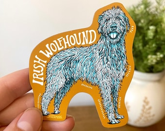 Irish Wolfhound Magnet 3" | Illustrated Dog Magnet, Dog Lover, Waterproof, Weatherproof