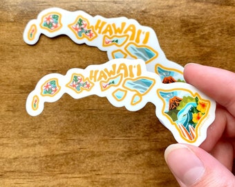 Hawai'i Sticker | Illustrated Hawai'i State Sticker, Hawai'i Decal, HI sticker, Waterproof Sticker, Vinyl Decal