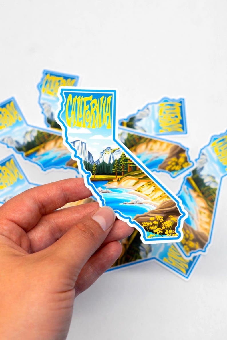 California Sticker 4" | Hand-Drawn State Sticker, California Decal, Waterproof Sticker, Car Decal, Bumper Sticker, Vinyl Decal image 3
