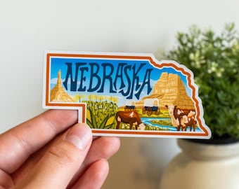 Nebraska Magnet 4" | Illustrated Nebraska State Magnet, Fridge Magnet, Waterproof, Weatherproof