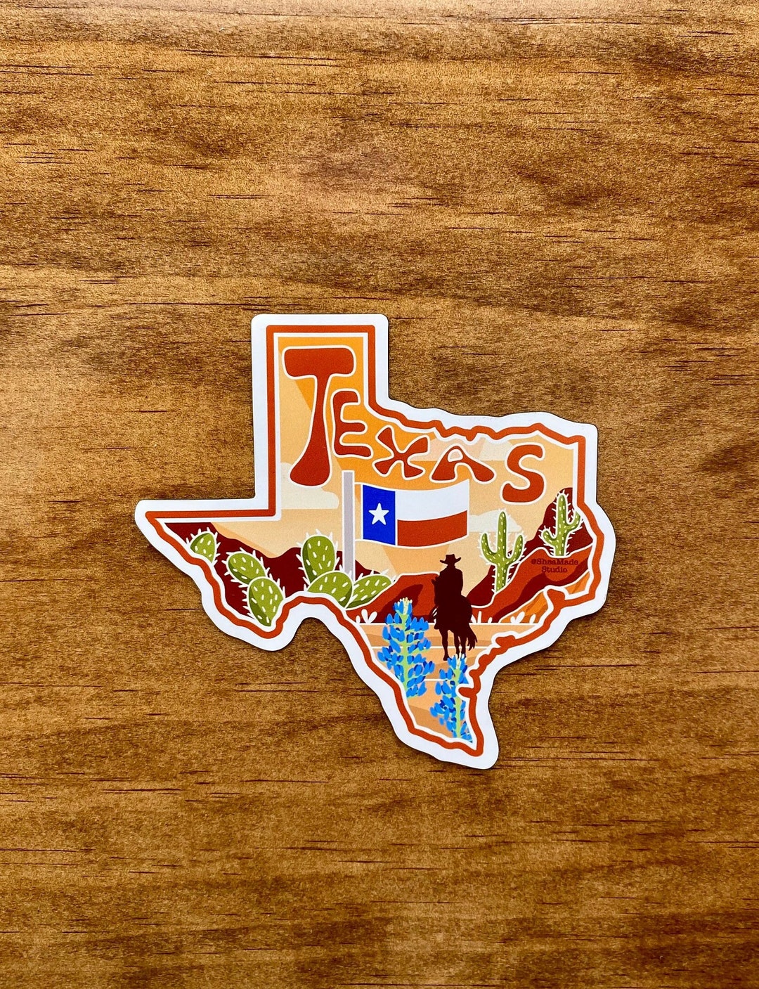 Texas 4 Illustrated Texas State Fridge Etsy