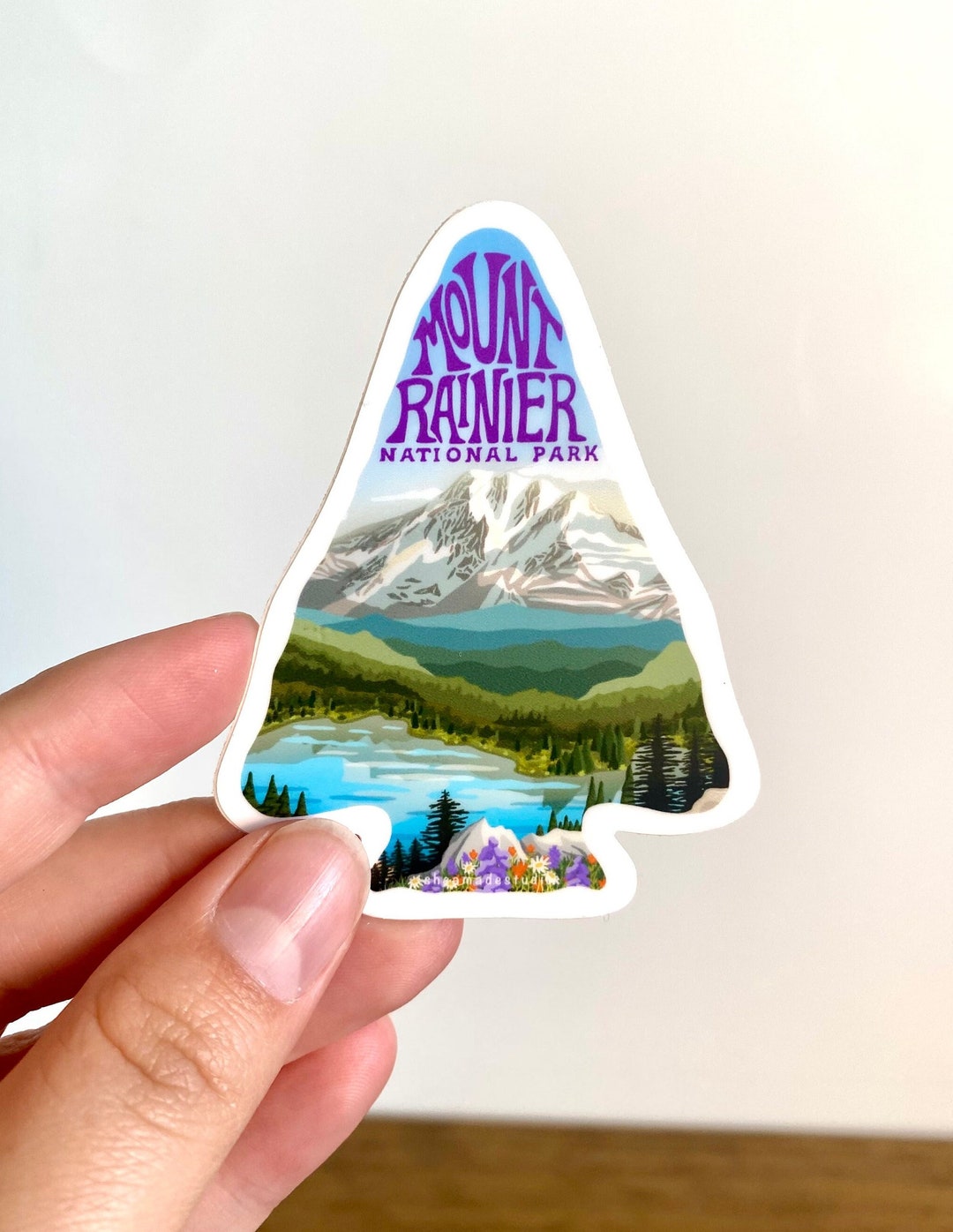 Mount Rainier National Park Sticker | Arrowhead, Illustrated National ...