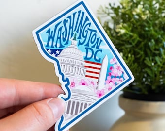Washington DC Magnet 4" | Illustrated Washington DC Magnet, Fridge Magnet, Waterproof, Weatherproof
