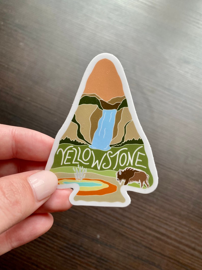 Yellowstone National Park Sticker | Arrowhead, Outdoor Lover, Outdoorsy Gift, Nature Sticker, Durable Vinyl Decal, Waterproof, Weatherproof image 5