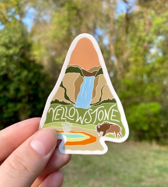 Yellowstone National Park Sticker | Arrowhead, Outdoor Lover, Outdoorsy Gift, Nature Sticker, Durable Vinyl Decal, Waterproof, Weatherproof