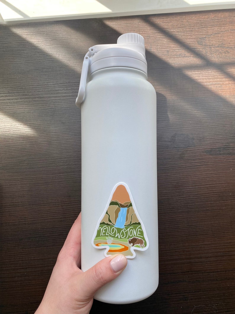 Yellowstone National Park Sticker | Arrowhead, Outdoor Lover, Outdoorsy Gift, Nature Sticker, Durable Vinyl Decal, Waterproof, Weatherproof image 3