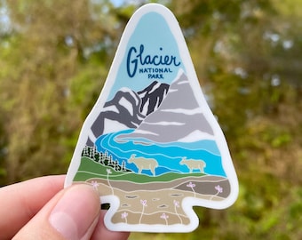 Glacier National Park Sticker | Arrowhead, Outdoor Lover, Outdoorsy Gift, Nature Sticker, Durable Vinyl Decal, Waterproof, Weatherproof