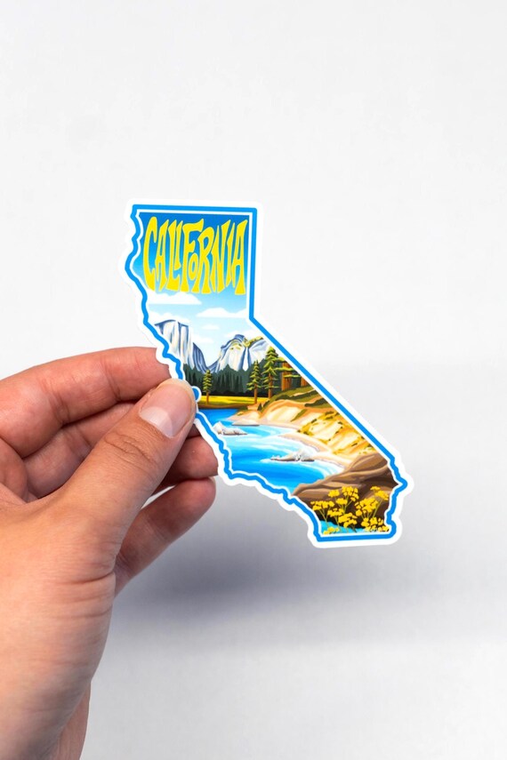 California Sticker 4" | Hand-Drawn State Sticker, California Decal, Waterproof Sticker, Car Decal, Bumper Sticker, Vinyl Decal