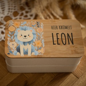 Personalized Kids Lunch Box, Lion Print Bento Box, School Starter Gift, Lunch Box with Name image 2