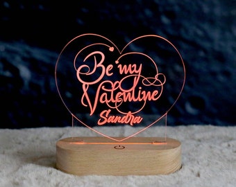 Gepersonaliseerde nachtlampje Valentijnsdagcadeau, jubileumcadeaus, cadeau voor hem, namen en datum - Romantisch cadeau voor koppels