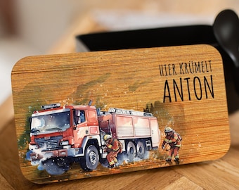 Brotdose Kinder personalisiert Feuerwehr, Lunchbox für Jungs mit Name, Geschenk Einschulung, Schulkinder