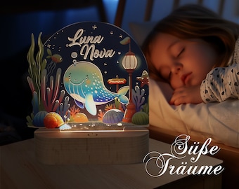 Lampe de nuit personnalisée en acrylique - veilleuse cadeau de naissance, cadeau de baptême et décoration de chambre d'enfant - lampe de chevet LED avec gravure