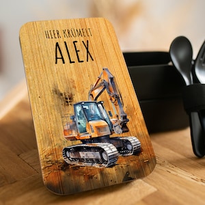 Lunch box personalized children excavator, lunch box with name, kids lunch box, gift for boys, school enrollment Schwarz