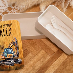 Lunch box personalized children excavator, lunch box with name, kids lunch box, gift for boys, school enrollment image 6