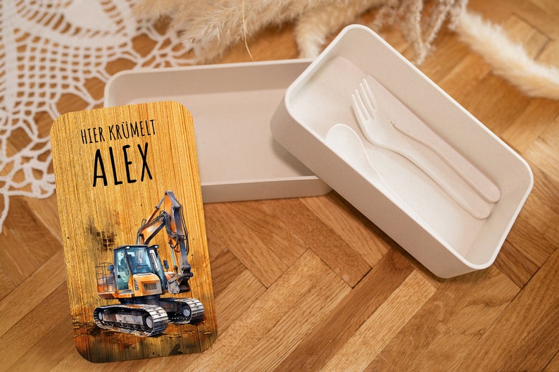 Lunch box personalized children excavator, lunch box with name, kids lunch box, gift for boys, school enrollment image 6