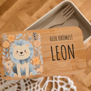 Personalized Kids Lunch Box, Lion Print Bento Box, School Starter Gift, Lunch Box with Name Sand