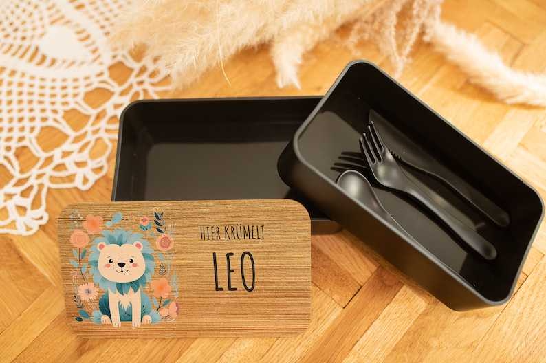 Personalized Kids Lunch Box, Lion Print Bento Box, School Starter Gift, Lunch Box with Name image 7