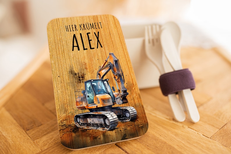 Lunch box personalized children excavator, lunch box with name, kids lunch box, gift for boys, school enrollment Sand