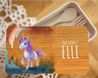 Einhorn Brotdose Personalisiert, Handgefertigte Lunchbox Nachhaltig, Geschenkidee Mädchen, Tupperdose Einschulung