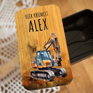 Lunch box personalized children excavator, lunch box with name, kids lunch box, gift for boys, school enrollment image 2