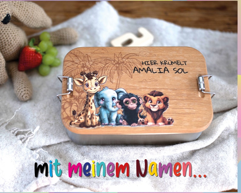 Personalisierte Kinder Brotdose mit Wunschname Perfekt für Kindergarten und Schulanfang Ideal als Einschulungsgeschenk Bild 3