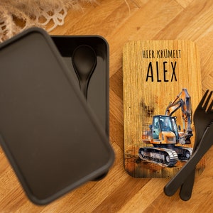 Lunch box personalized children excavator, lunch box with name, kids lunch box, gift for boys, school enrollment image 3