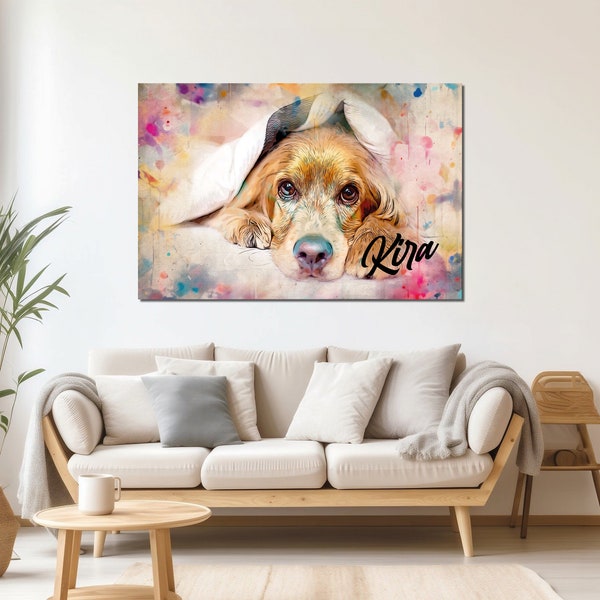 Haustierportrait individuell, Personalisiertes Hunde- oder Katzenbild, Kunstwerk nach Foto, Tierliebhaber-Geschenk, 3mm AluDibond