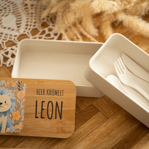 Personalized Kids Lunch Box, Lion Print Bento Box, School Starter Gift, Lunch Box with Name image 4