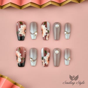 Autumn Rhyme Song Press On Nails by SMILINGSTYLE | Luxury Fake Nails | Reusable Nails | Handmade Nails