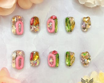 Cupid's Hidden Box Press On Nails by SMILINGSTYLE | Luxury Fake Nails | Reusable Nails | Handmade Nails