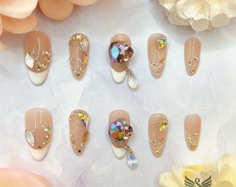 Fairy Princess's Tears Press On Nails by SMILINGSTYLE | Luxury Fake Nails | Reusable Nails | Handmade Nails