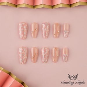 French Dream Land Press On Nails by SMILINGSTYLE | Luxury Fake Nails | Reusable Nails | Handmade Nails