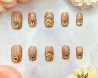 Starlight Mojito Press On Nails by SMILINGSTYLE | Luxury Fake Nails | Reusable Nails | Handmade Nails