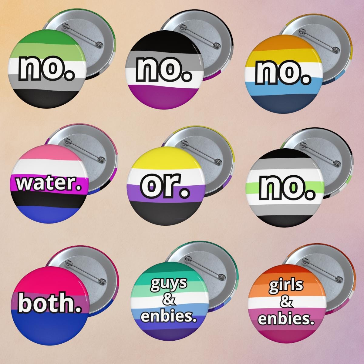 LGBTQ+ Pride Flag Pins Funny Witty Sarcastic Queer Button Asexual ...