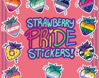 Strawberry Pride-stickers! - 10+ oriëntaties!