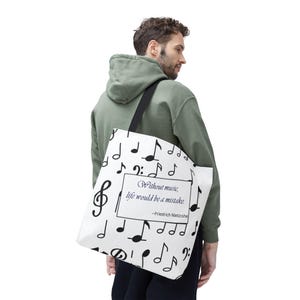 Musical Quote Tote Bag, Music Lover Gift, Reusable Shopping Bag, Quote Tote, Eco-Friendly Bag, Perfect for Concerts