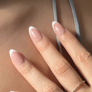 30pcs Almond Short Press On Nails • French Natural Gel Manicure • Full Set Fake Nails • Nails for Summer • Wedding Nails • Gift for Her