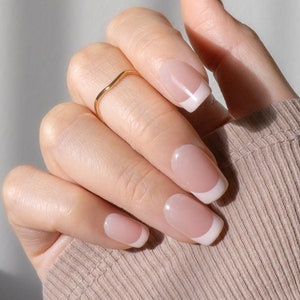 30pcs Almond Short Press On Nails • French Natural Gel Manicure • Full Set Fake Nails • Nails for Summer • Wedding Nails • Gift for Her